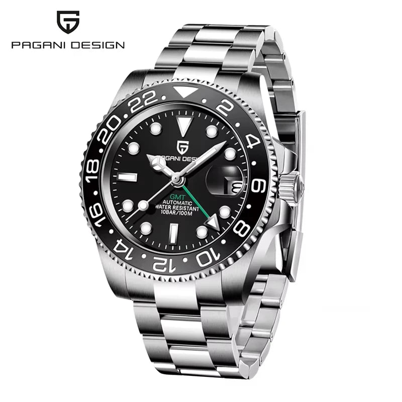 New PD-1662 PAGANI DESIGN GMT Automatic Wristwatch Stainless Steel 100M Waterproof Men Watch Top Brand 40mm Mechanical Watch Men