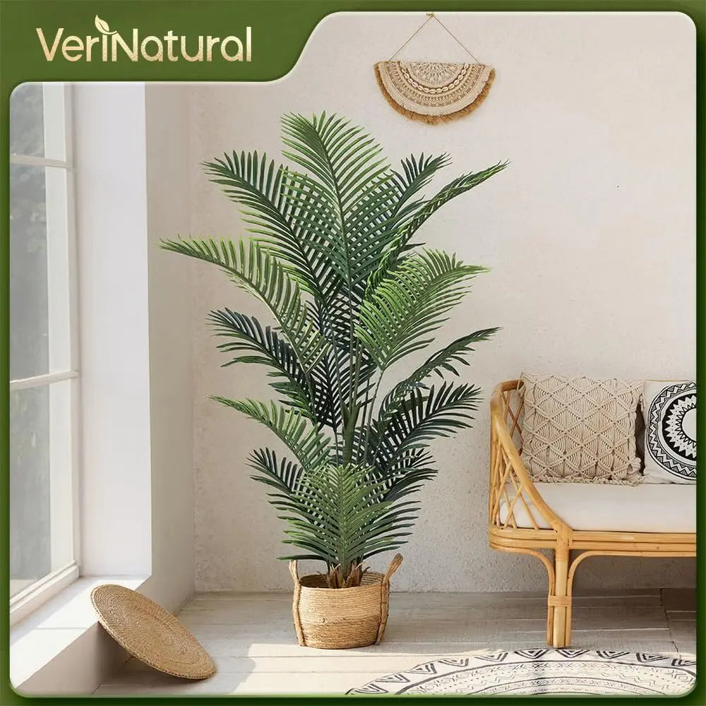 5FT Tall Fake Palm Trees with UV Resistant Leaves, Potted Faux Areca Palm Plant for Indoor Outdoor, Large Floor Plants for Home