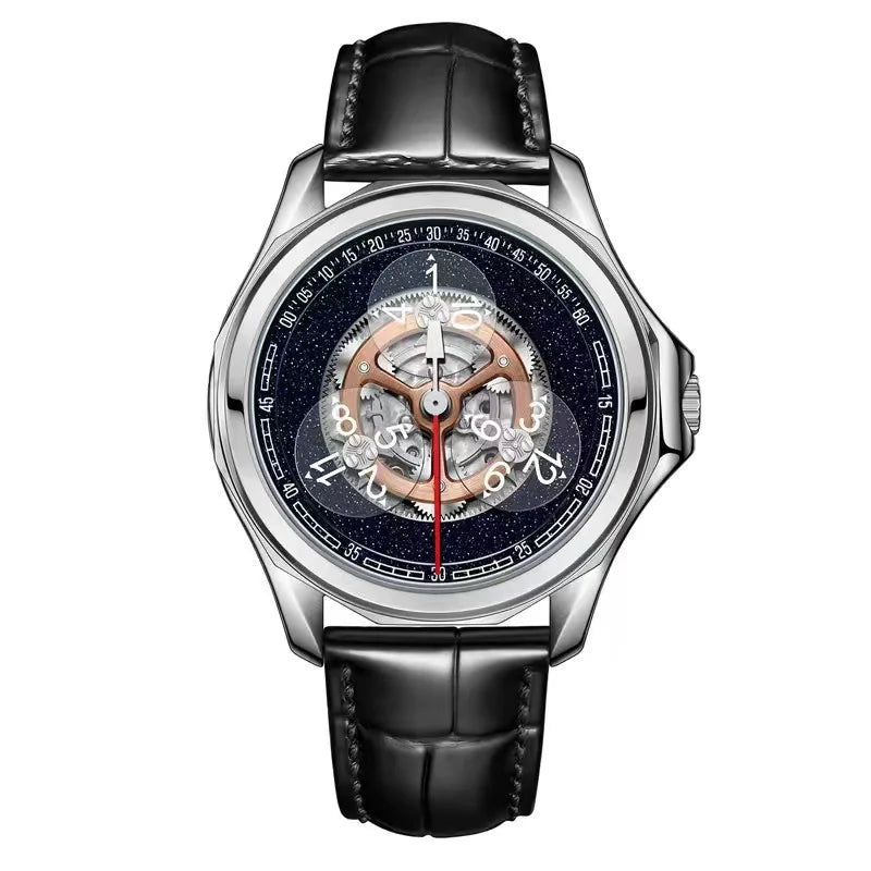 OBLVLO men's watch Star Creative Fully automatic mechanical watch Men's watch Skeletonized fashionable and trendy wristwatch men