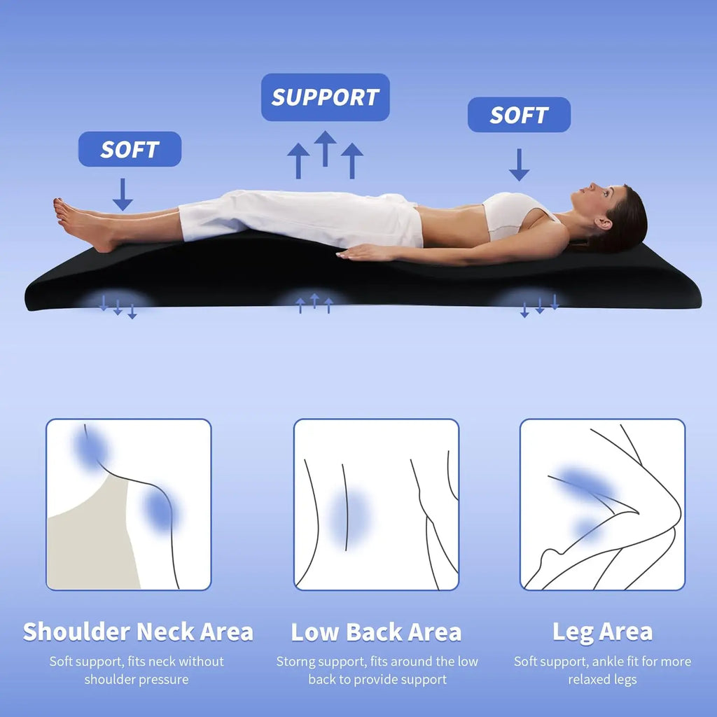 Ergonomic Curvy Foam Massage Bed Mattress Topper with Removable Velvet Cover, Non-Slip Lash Cushion for Beauty Salon, Black