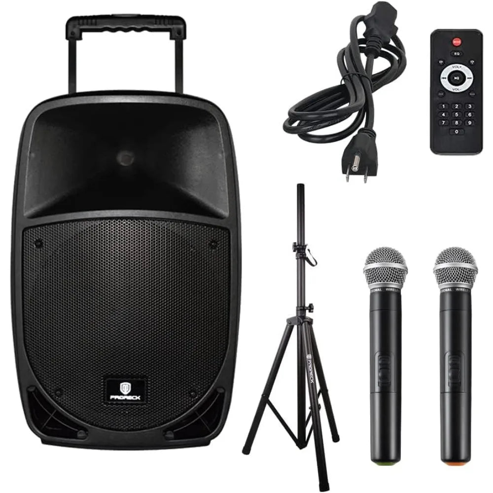 12 Portable Wireless 12-Inch 500 Watt Powered Dj/PA Speaker Rechargeable Karaoke System with Bluetooth