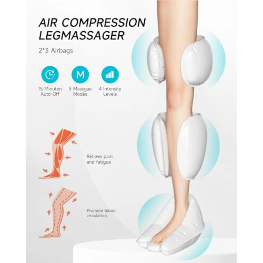 ALLJOY Leg Massager for Circulation and Pain Relief: Ideal for Daily Use at Home or Office Features Heat Therapy and Adjustable