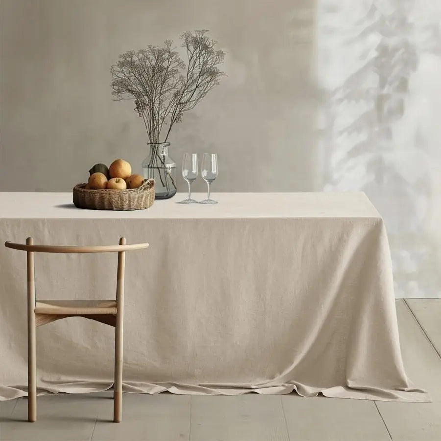 Natural Linen Cotton Blend Tablecloth Rectangle, Luxury Waterproof Stain Resistant Durable Farmhouse Oblong Table Cloth for Dini