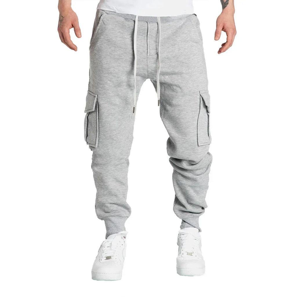 Men's Straight Fit Joggers Sweatpants Loose Oversized Drawstring Long Pants Sports Streetwear Multi-pocket Casual Trousers