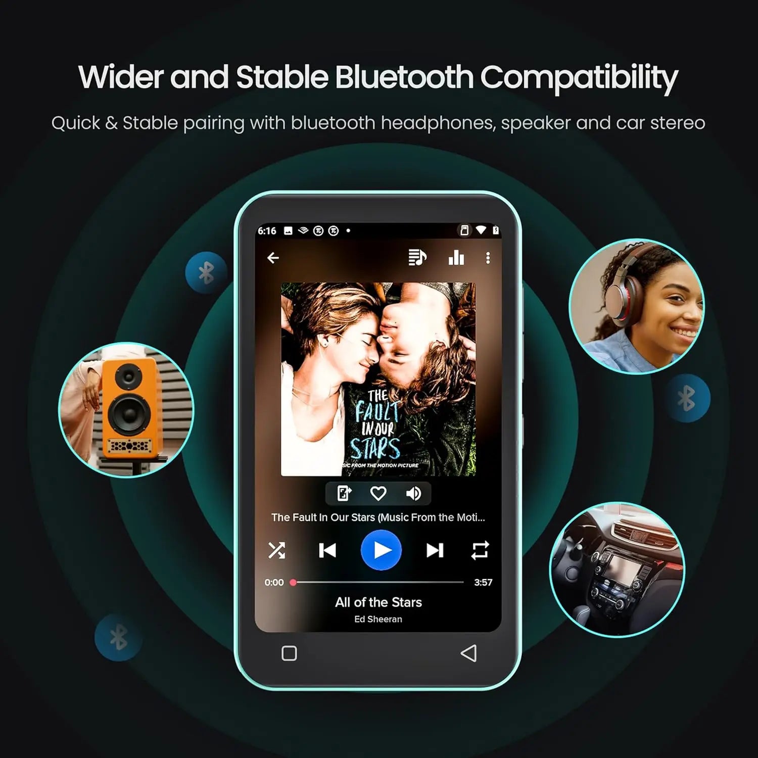 80GB Kids MP3 Player with Bluetooth, WiFi, Parental Controls, Spotify Kids, Audible, 4' MP4 Up to 1TB (Blue)