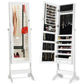4 Tilting Position Jewelry Organizer Vanity Box w/ Full Length Mirror White