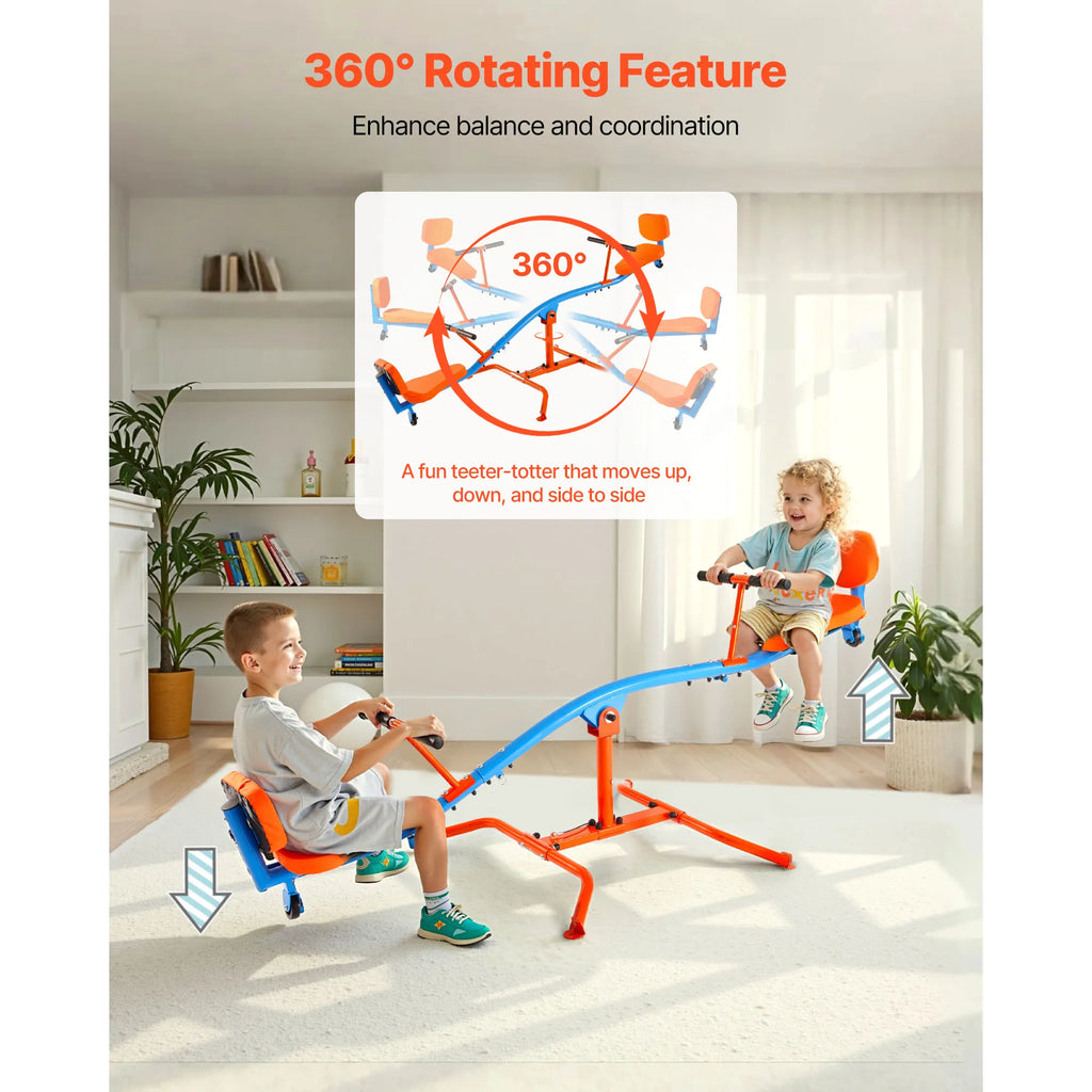 SucceBuy 300Lbs Kids Seesaw Sit & Spin Teeter Totter Outside Toys with Handles for Children Outdoor Playground Equipment