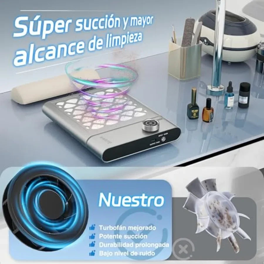Professional Nail Dust Collector Upgrade 48W Nail Vacuum Dust Collector 5000RPM Power Suction 6000mAh Rechargeable Dust