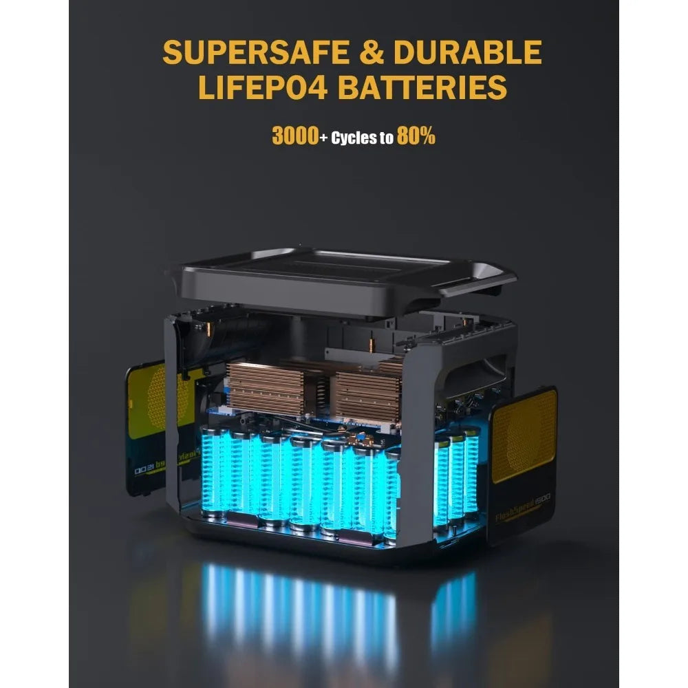 FlashSpeed 1500 Power Station 1548Wh Solar Generator 1500W(3000W Peak) Backup LFP Battery Expandable To 3096Wh Recharge