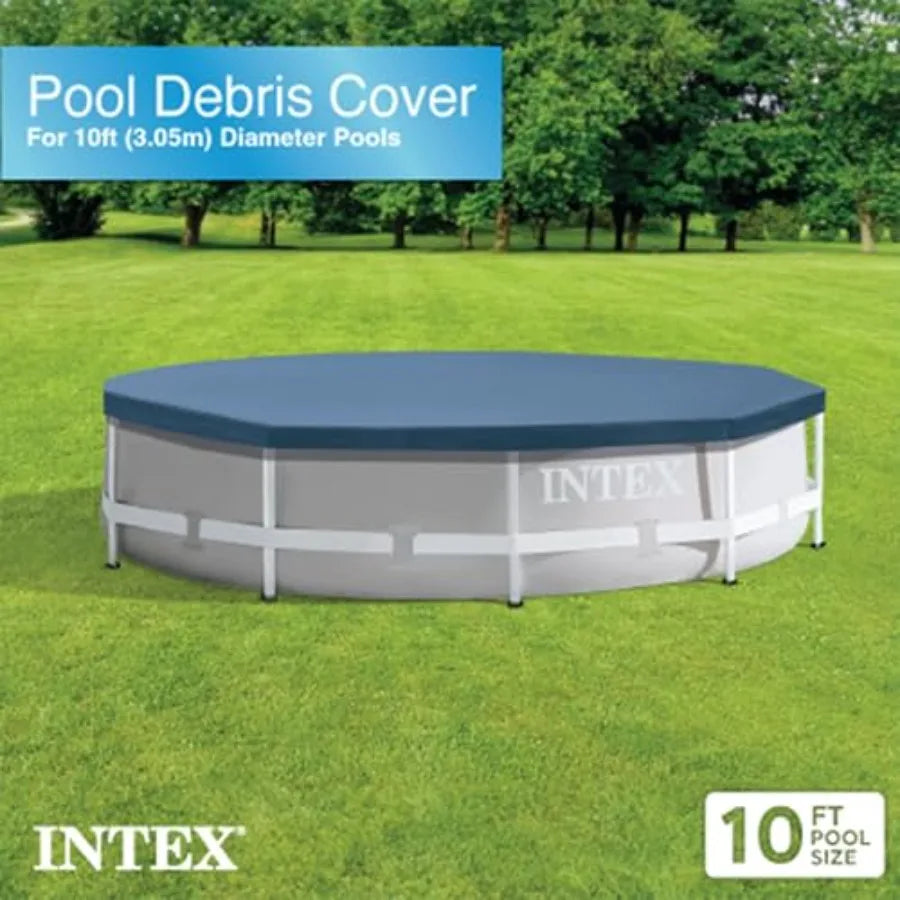 10ft x 30in Round Above Ground Outdoor Swimming Pool Set with 330 GPH Filter Pump Cartridge and Protective Round Pool Cover for