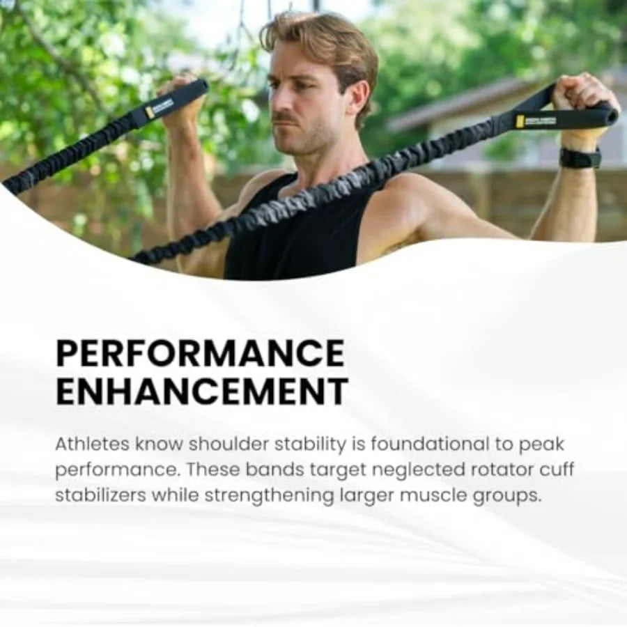 Shoulder Resistance Band System – 3 Level Rehab & Performance Kit with Door Belts & Anchors – 5lb, 10lb, 25lb Bands – Shoulder P