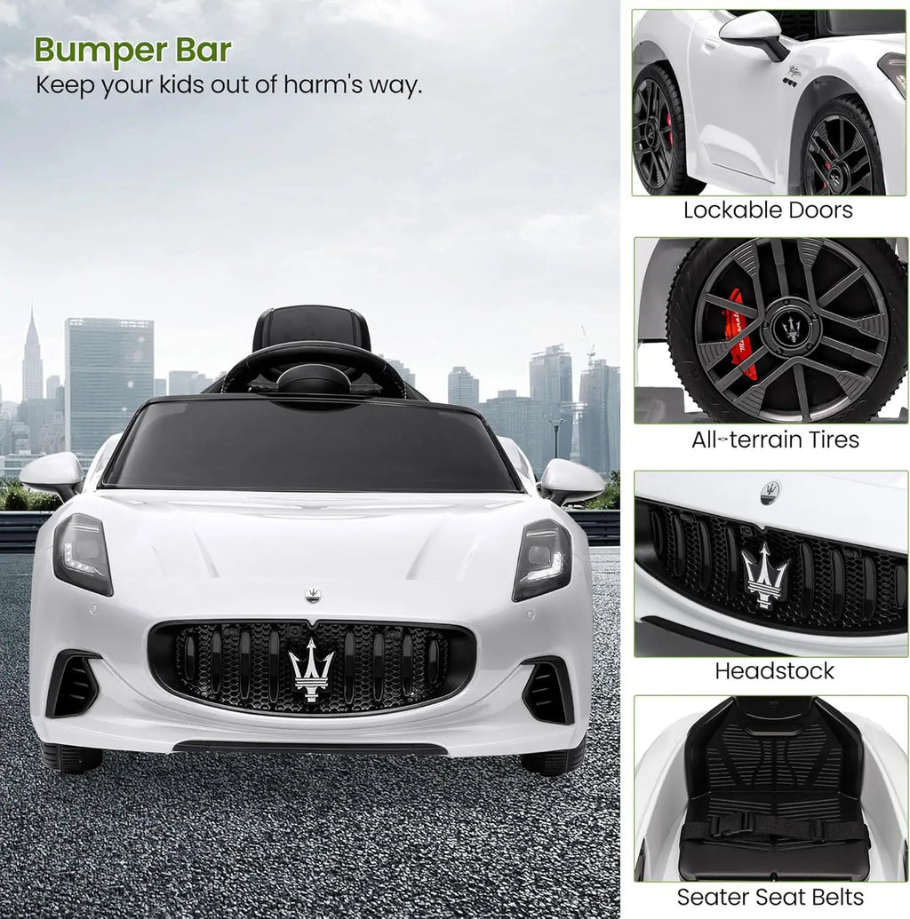 Kids Electric Ride on Car 12v Battery Powered Toy Car with Remote Control Slow Start Shock Absorbers Lockable Doors Safety Belts