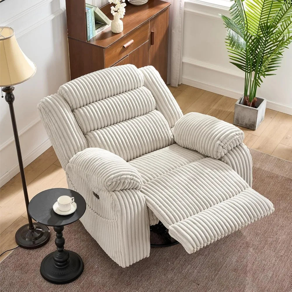 Power Swivel Rocker Recliner Chair for Adults with Massage and Heat, USB and Type-C Charging Port, Infinite Position, Electric