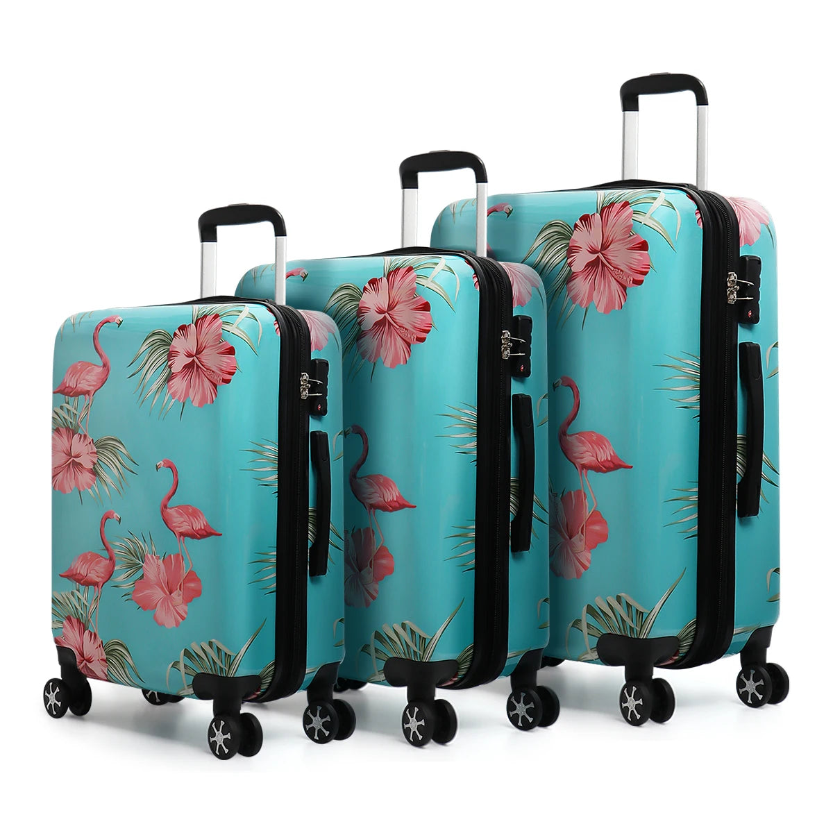 3 Piece Luggage Set Hardshell Expandable Suitcase with Spinner Wheels &TSA Lock Print Lightweight Travel Suitcase Set-20"/24"/28