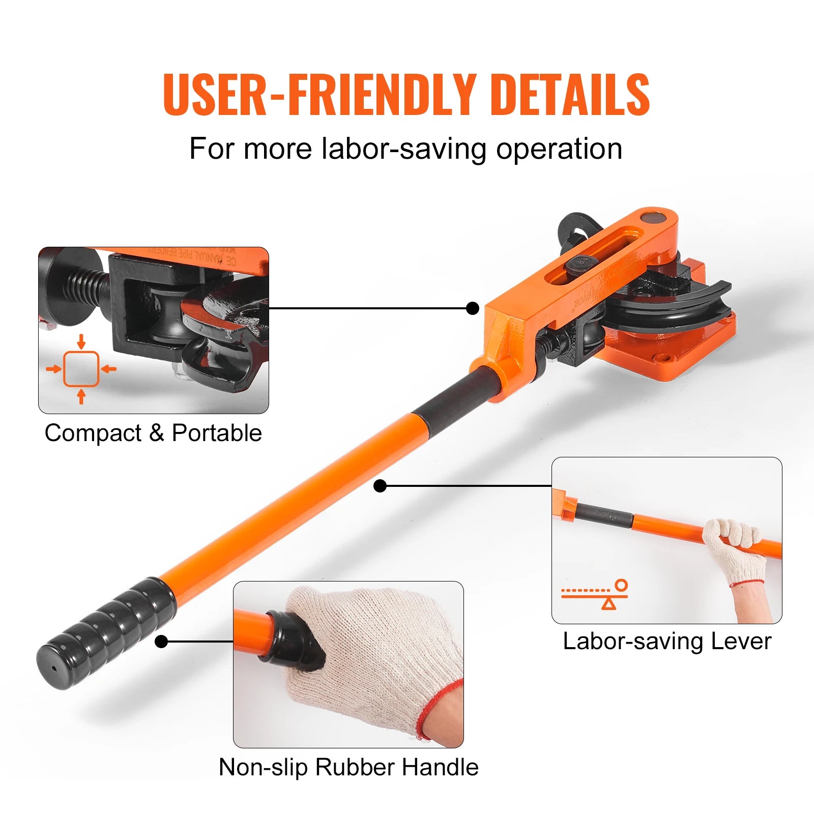 SucceBuy Manual Pipe Bender 7 Bending Dies Multifunction Steel Copper Tube Bending Machine Lever Heavy Duty Tube Bender Tools