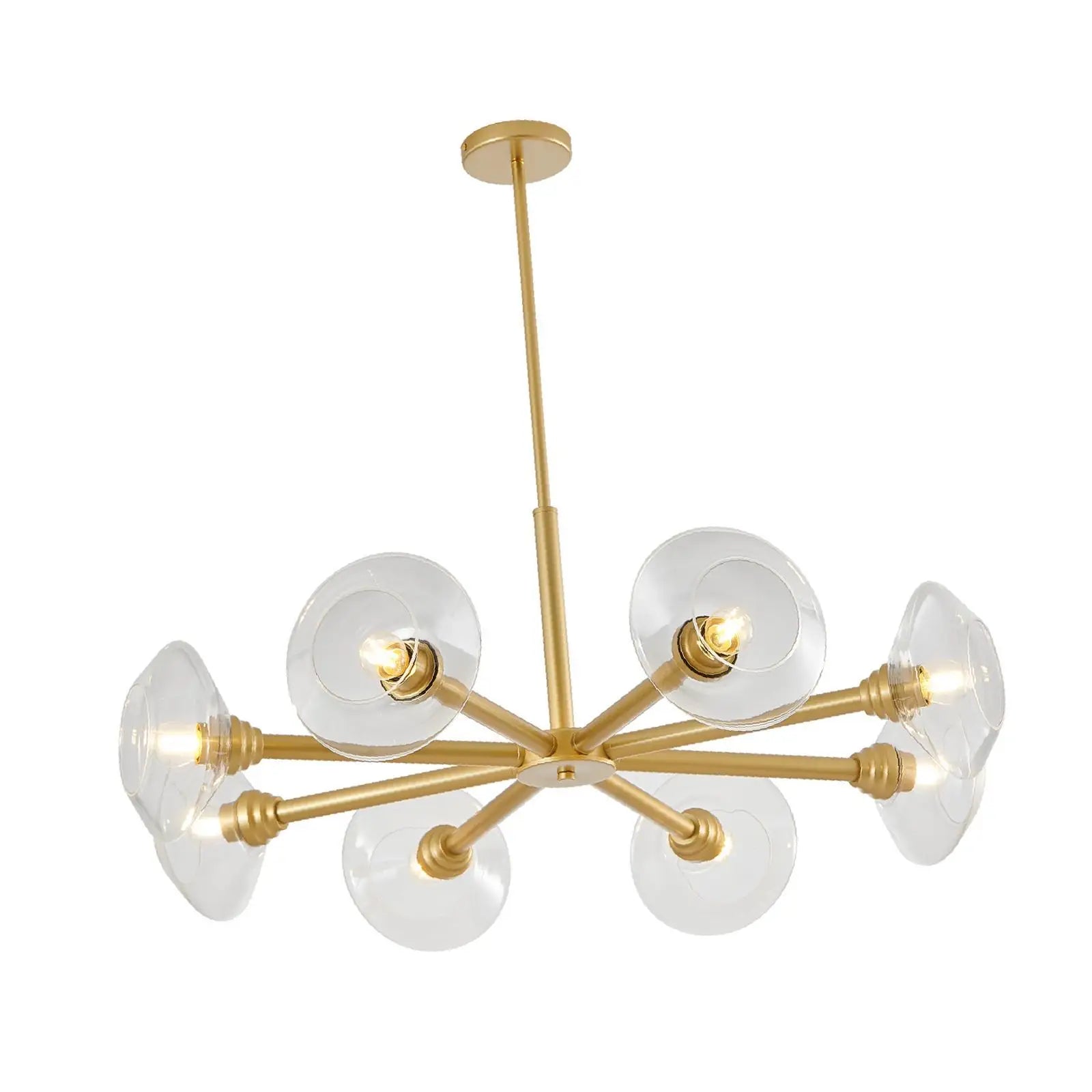 Elegant Gold Pendant Light Fixture Sputnik Chandelier Clear Glass Hanging Lamp for Dining Room Ceiling Modern Decor