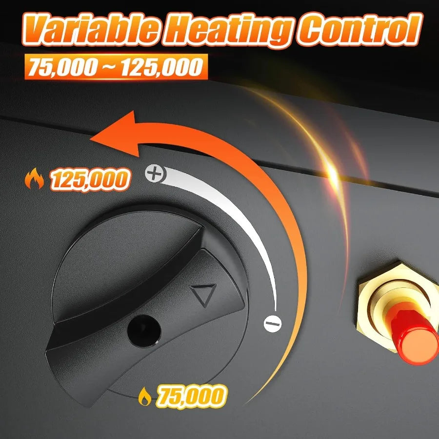 125000 BTU Portable Torpedo Propane Heater for Jobsite Garage Construction Sites 10 ft Hose with Regulator CSA Certified