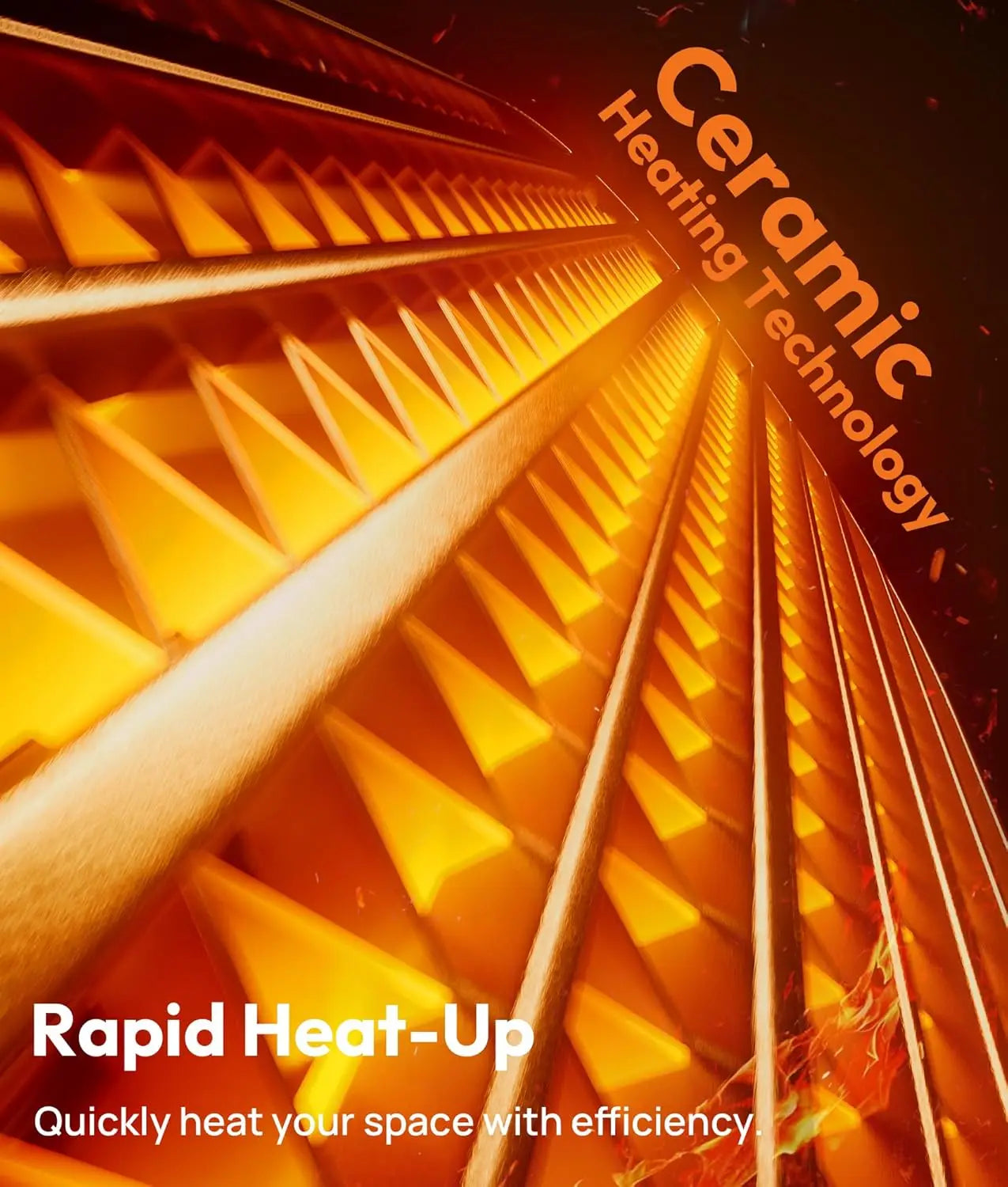 Electric Tower Heater with 3D Flame, Portable Space Heater for Bedroom, Office – 2 Modes, Thermostat, Tip-over Protection, Oscil