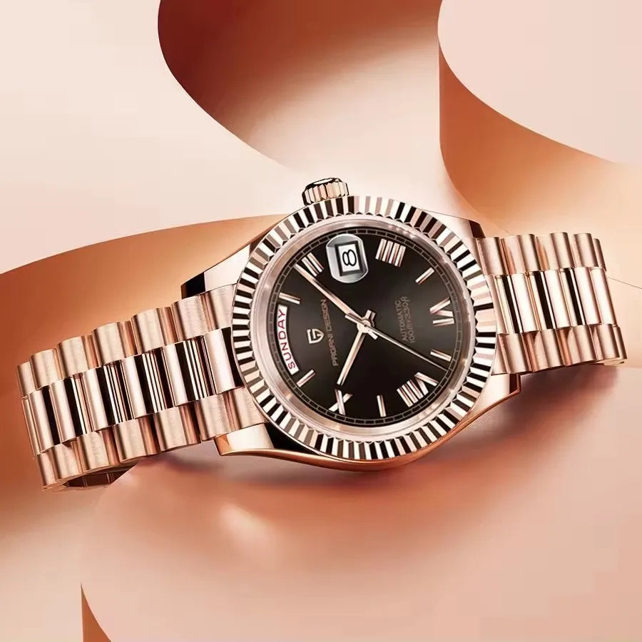 PAGANI DESIGN New Week Calendar Type Watch 316L All Steel Luxury Luminous Men watch Japan Movt Waterproof Mechanical Man watch