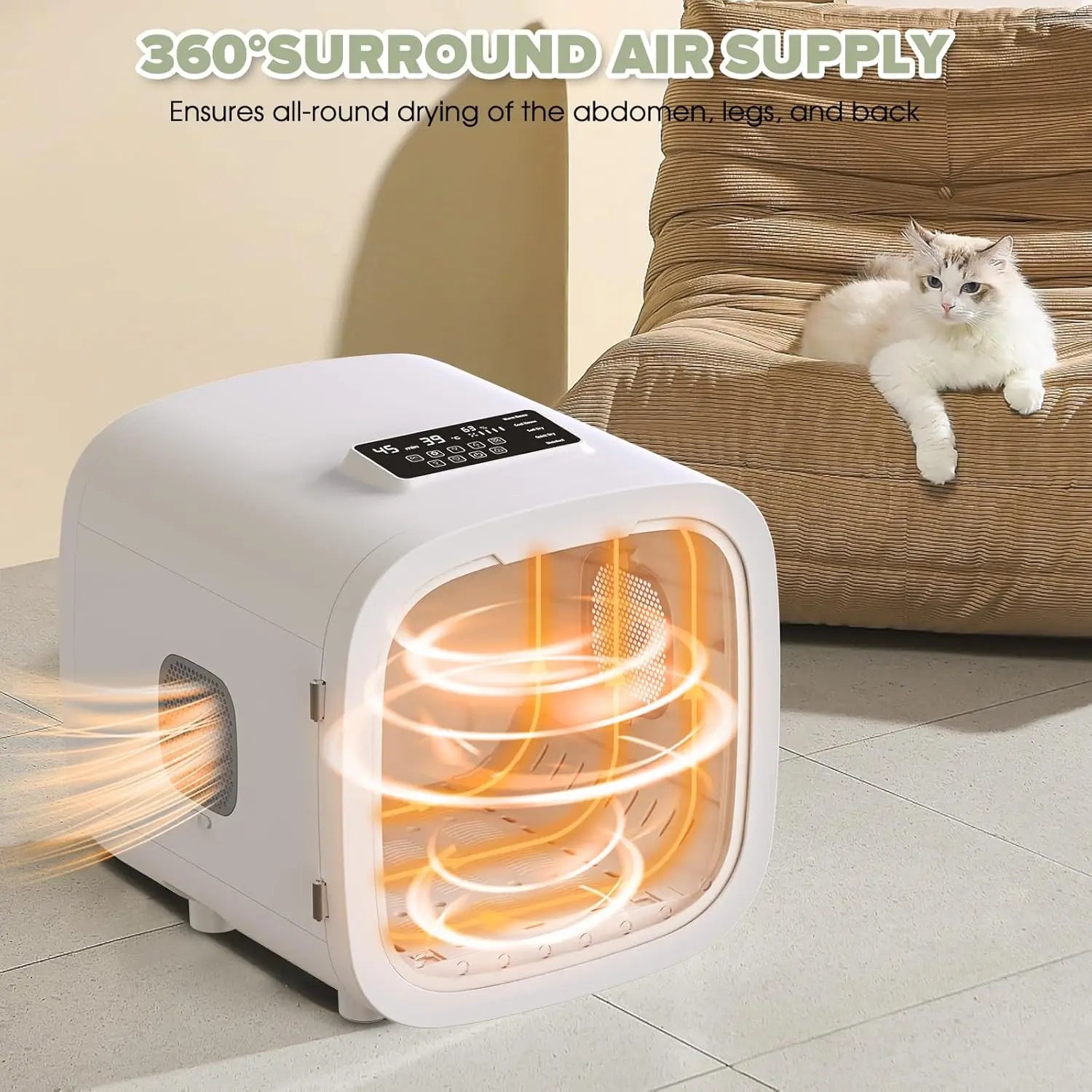 52L Automatic Pet Dryer Box with 5 Modes, Hands-Free Pet Grooming Dryer for Cats & Dogs, Adjustable Temperature &, Customized