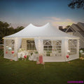 26x19ft Party Tent, White Wedding Tent, Decagonal Heavy Duty Canopy with 8 Removable Sidewalls, 8 Church Windows