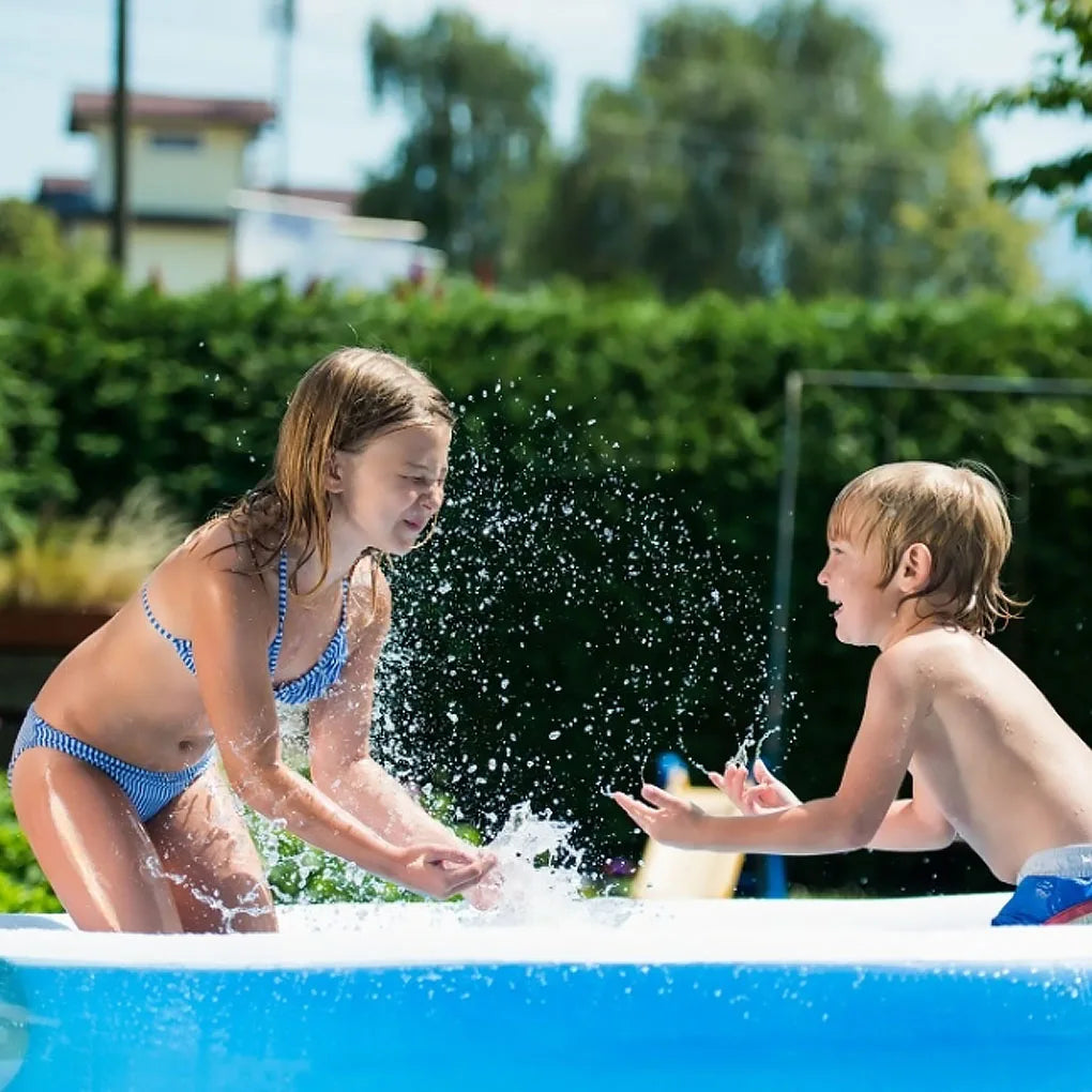 Inflatable Swimming Pool Blow Up Family Kiddie Pool for Kids Adults Babies Toddlers Outdoor Garden Backyard, Rectangle