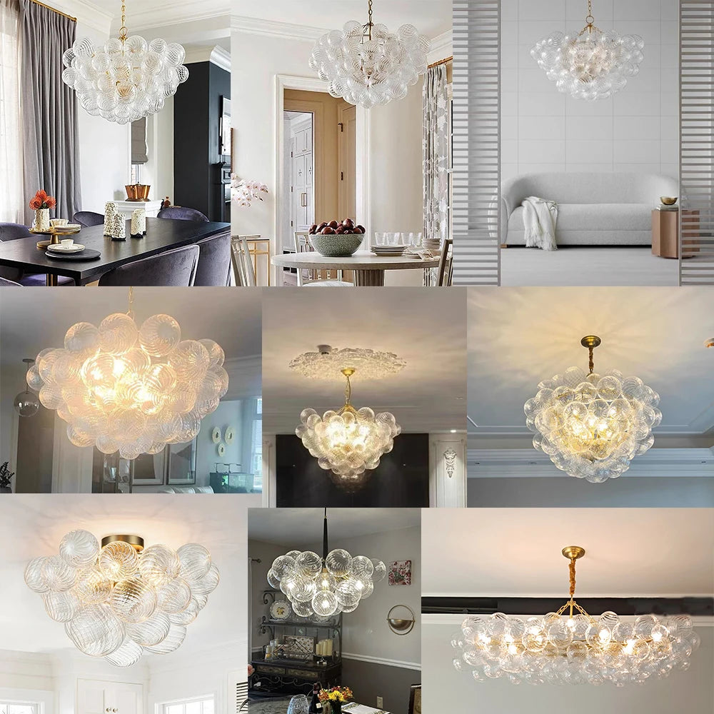 LONGREE Bubbles Chandelier Talia Style Semi- Flushed Ribbed Ceiling Light Fixture for Home Living Room Bedroom