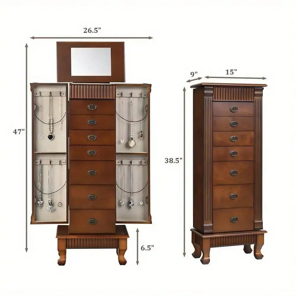 Jewelry Cabinet Armoire Box Storage Chest Stand Organizer Wood Christmas Gift