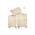 Champagne color ABS material trolley box set of 3 pieces,ergonomically designed retractable handle ,smooth zipper luggage