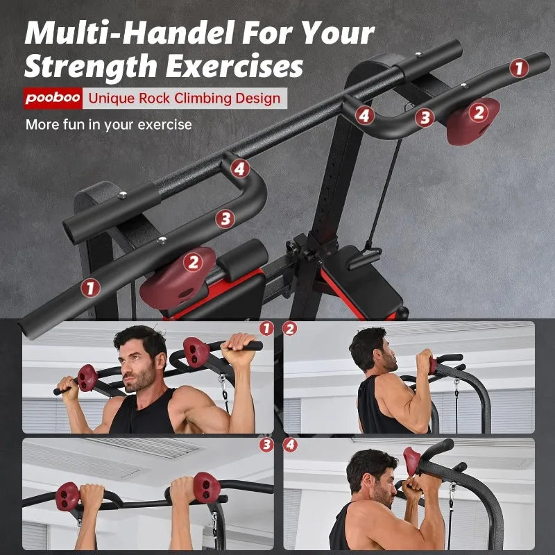 Power Tower Dip Station Pull Up Bar for Fitness Home Gym Workout,Multi-Function Adjustable Height Fitness Strength Training