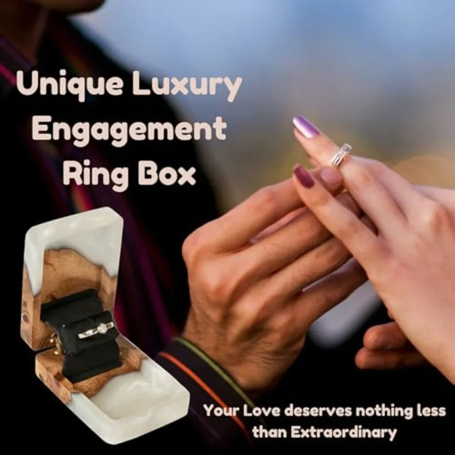 Personalized Engagement Ring Box for Proposal Unique Wedding Ring Holder Jewelry Display Case Travel Jewelry Organizer Ring