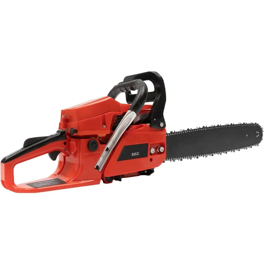 20 Inch Gas Powered Chainsaw 52CC for Farm Garden Ranch Wood Cutting with 2.2KW Gasoline Handheld Cordless Chain Saw Set in Bla