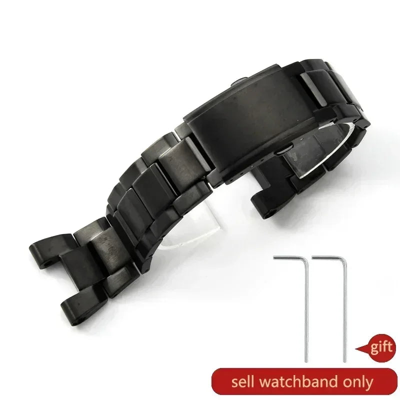 For Casio GST-B100 Concave Interface Steel Watch Strap for Men GST-W300/S310/400G/410 Watch Bracelet 26x14mm Steel Black