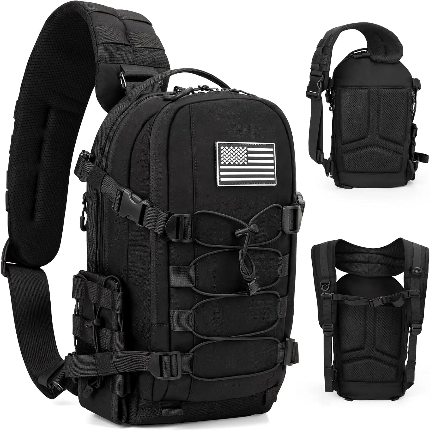 Tactical Sling Bag for Men: Everyday Carry Gear 12L EDC CCW Concealed Carry Sling Bag 2-in-1 Shoulder Bag Backpack