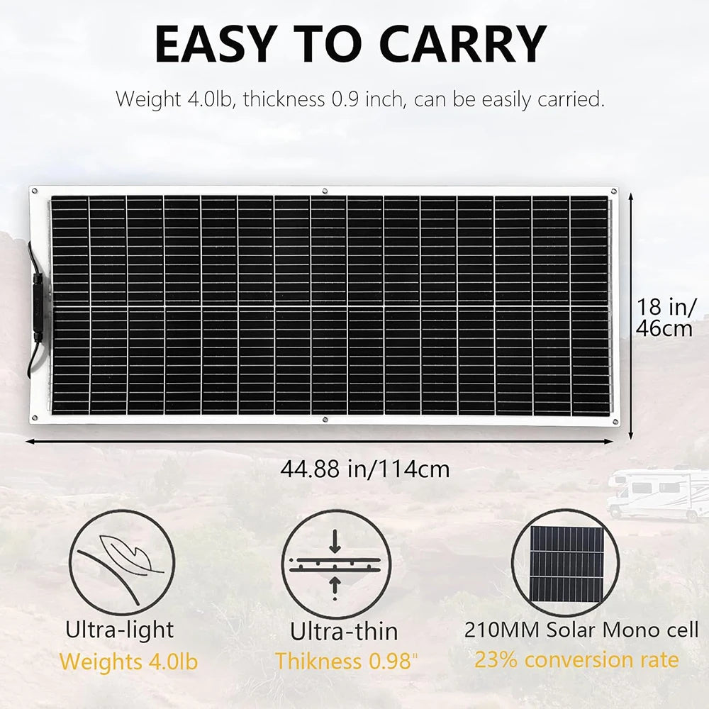 100W Flexible Solar Panel with High Efficiency Solar Modules, IP68 Waterproofing, Ideal for Off-Grid Solar Panel PV 100W-1000W