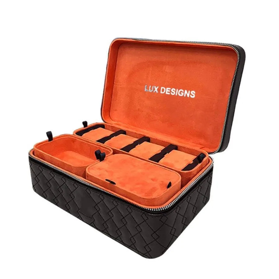 Lux Designs Large Jewelry Box/Jewelry Travel Box - Elegance On-The-Go For Ring Chain Bracelet and Watches