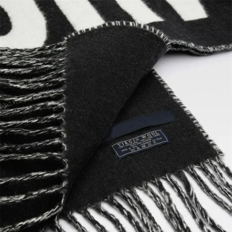 2025SS 100% wool scarf for women luxury brand winter thick warm neck scarves monogram high quality ladies fashion cashmere shawl