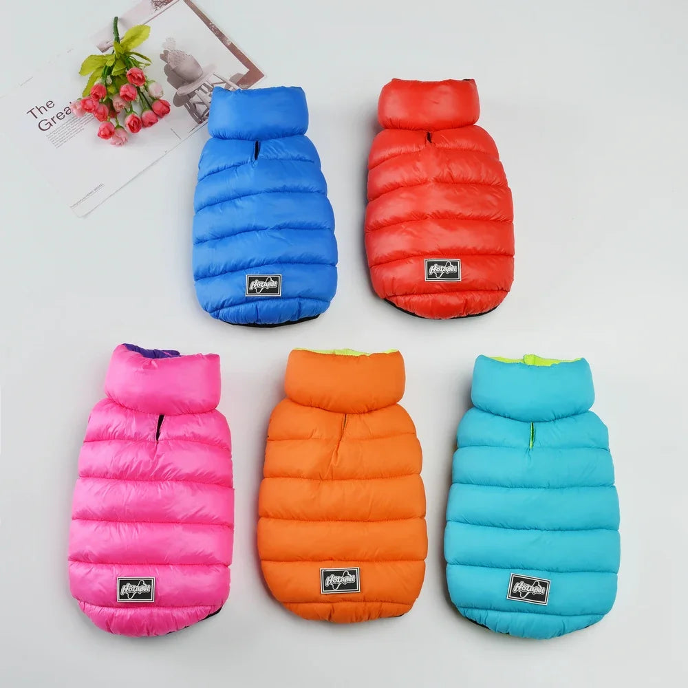 Winter Dog Clothes Reversible Waterproof Pet Vest Jacket Light Weight Warm Dog Coat Clothing Clothes For Small Medium Large Dogs