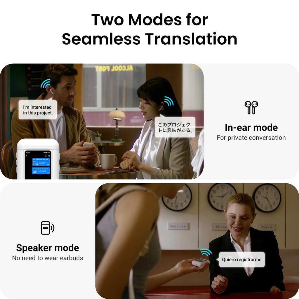 Wooask [A8] Translator Earbuds,Chatgpt Empowered 144 Languages Translator Device,Independent Use with Touch Screen NO Need APP