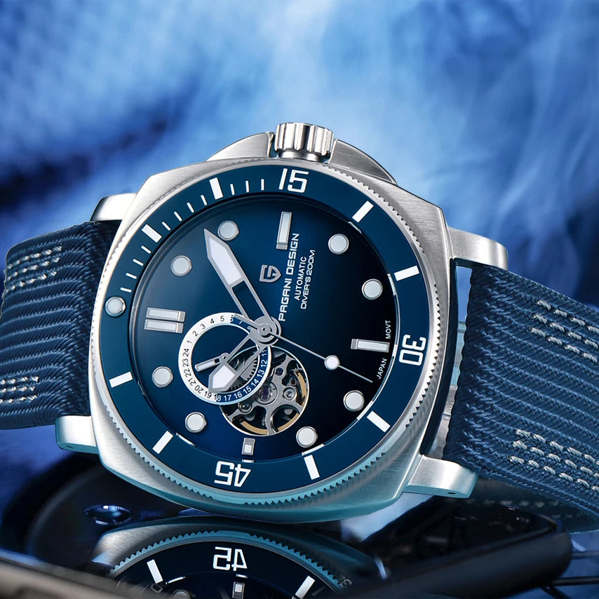 PAGANI DESIGN 2025 New luxury Skeleton Automatic Watch For Men 200M Diving Luminous NH39 Sapphire crystal Mechanical Watches