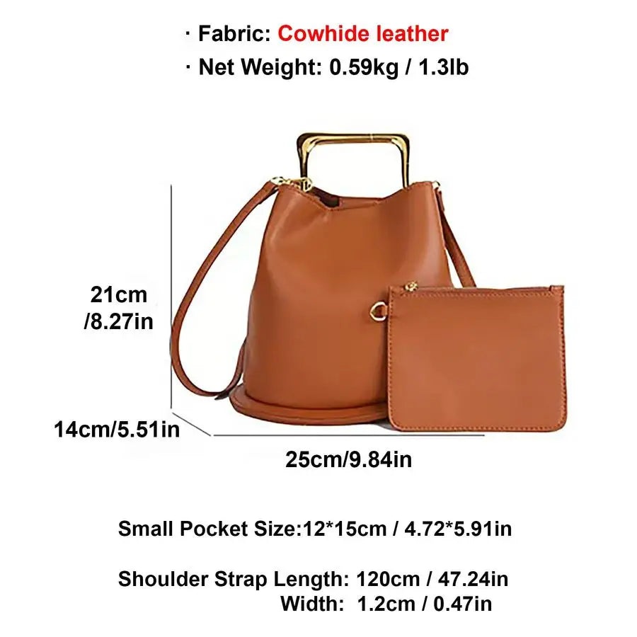 PU Leather Handbag Crossbody Shoulder Purse Top Handle Bucket Bag