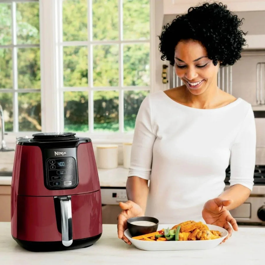 Ninja Air Fryer - 4-Quart Ceramic-Coated with 75 Less Fat Fast Cooking Multi-Function Air Fry Reheat Dehydrate Dishwasher-Safe