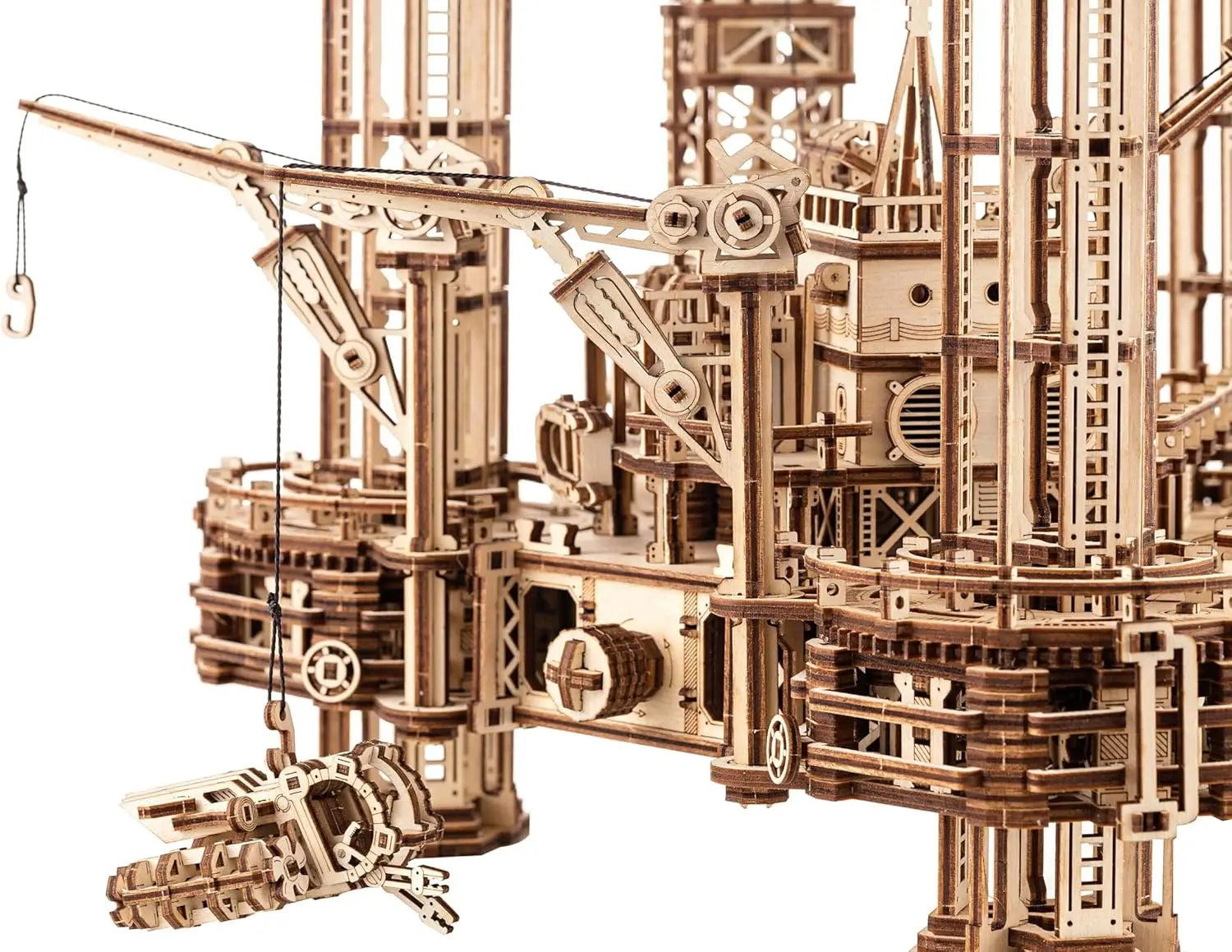 Offshore Rig Platform Wooden 3D Puzzles for Adults and Kids to Build - Interactive Movable Platform - Wooden Models Engineering