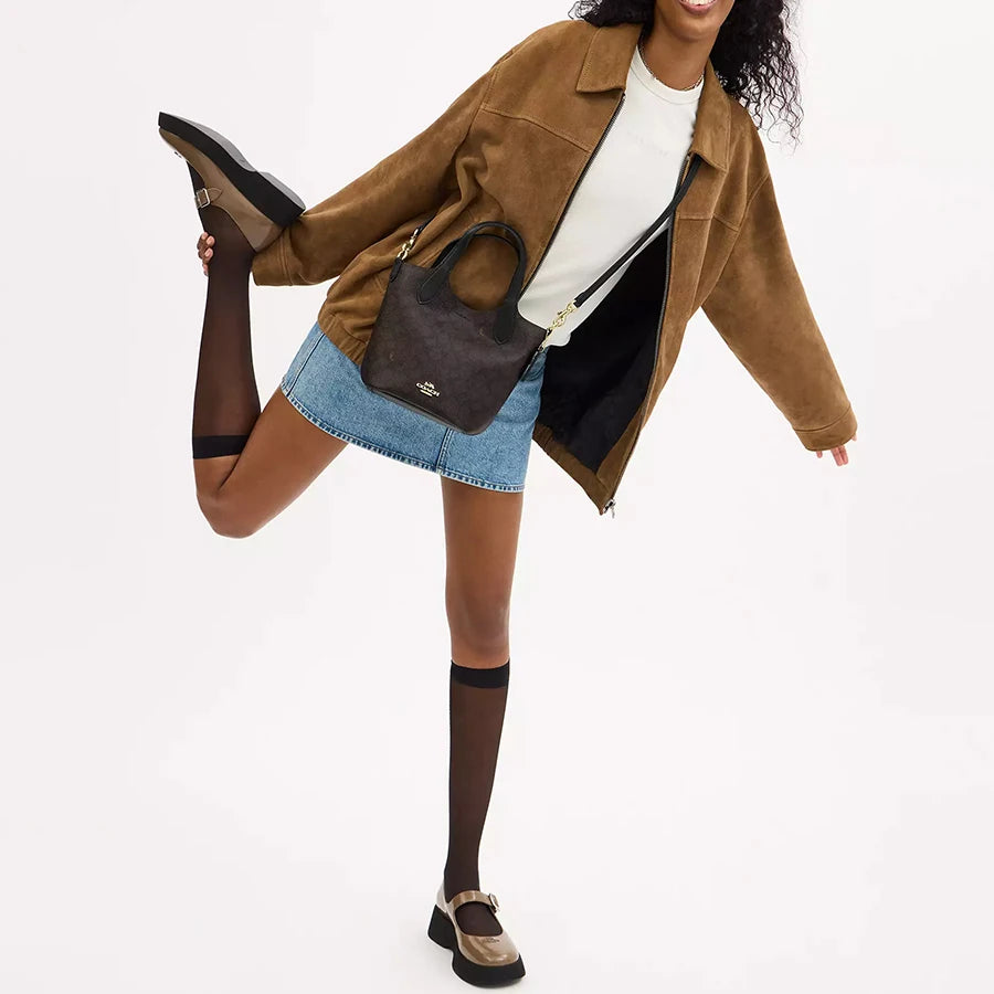 Coach Hanna Bucket Bag In Signature Canvas Crossbody Bags For Women Ladies Handbag Casual Purses