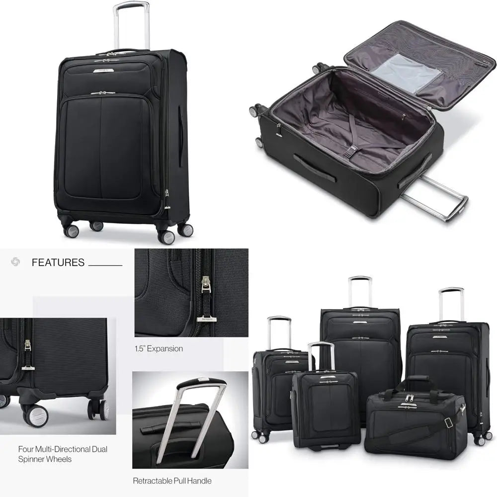 expandable softside luggage with spinner wheels, medium size, 25-inch, midnight black