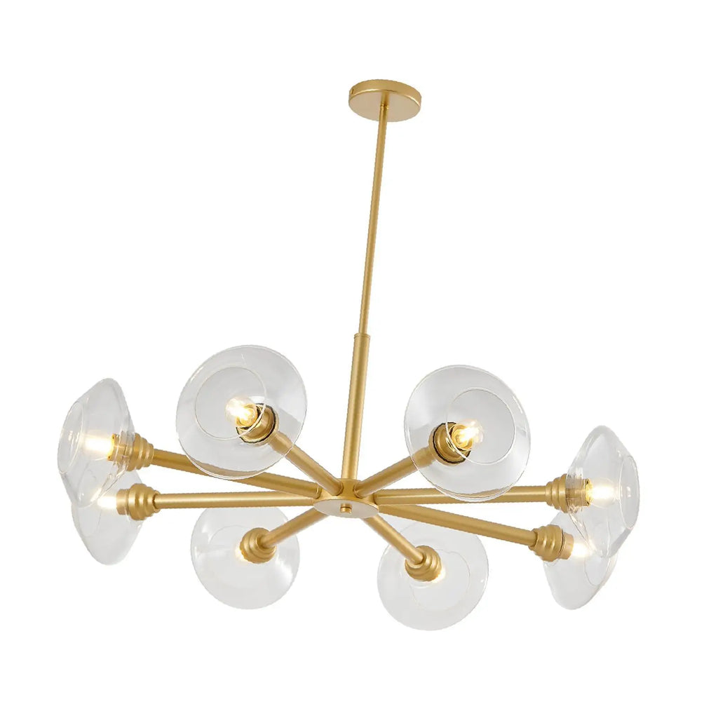 Elegant Gold Pendant Light Fixture Sputnik Chandelier Clear Glass Hanging Lamp for Dining Room Ceiling Modern Decor