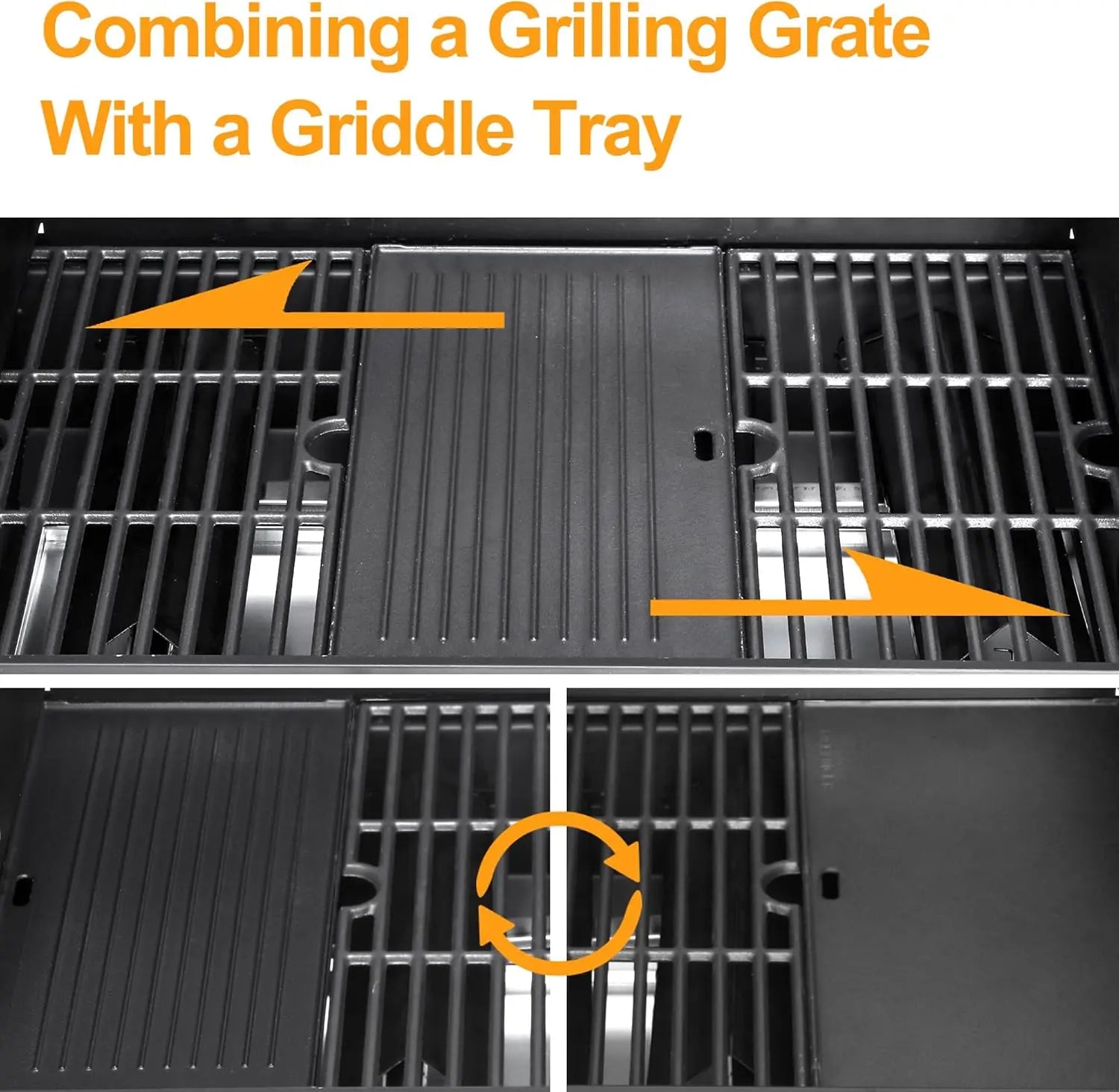 4 Burner Propane Gas BBQ Grill with Side Burner - 46890 BTU Output Stainless Steel Grill with Enameled Cast Iron Cooking Grid Si