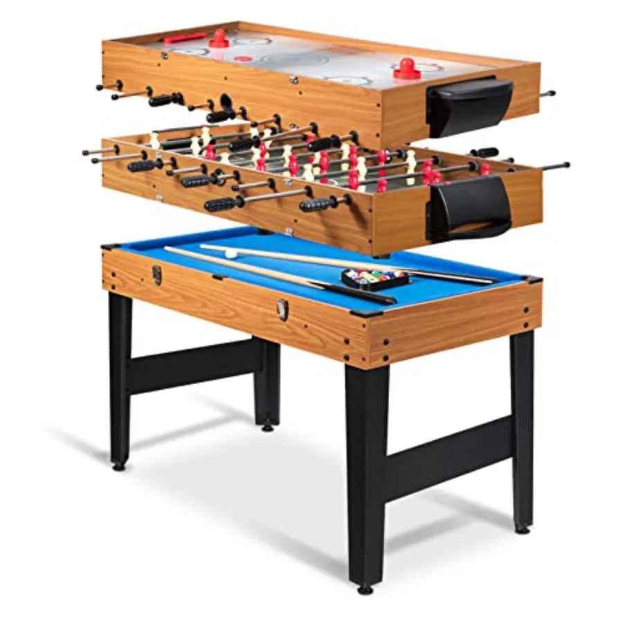 48 Inch Multi Game Table 3-in-1 Adult Size Foosball Pool Table Slide Hockey Table Combo Set with Billiard Soccer Hockey Feature