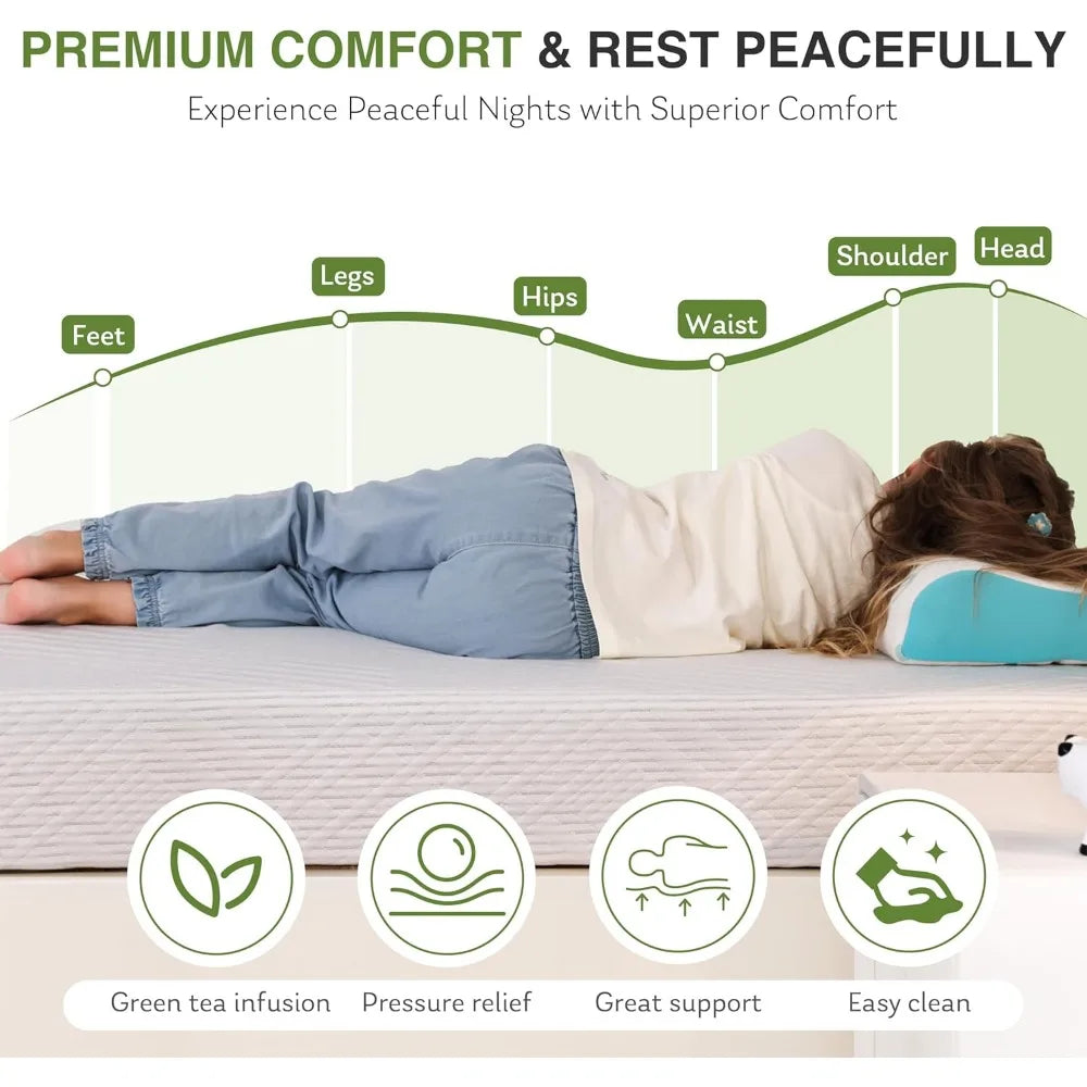 6-Inch Twin Memory Foam Mattress in a Box, Medium Firm for Kids Bed or Bunk