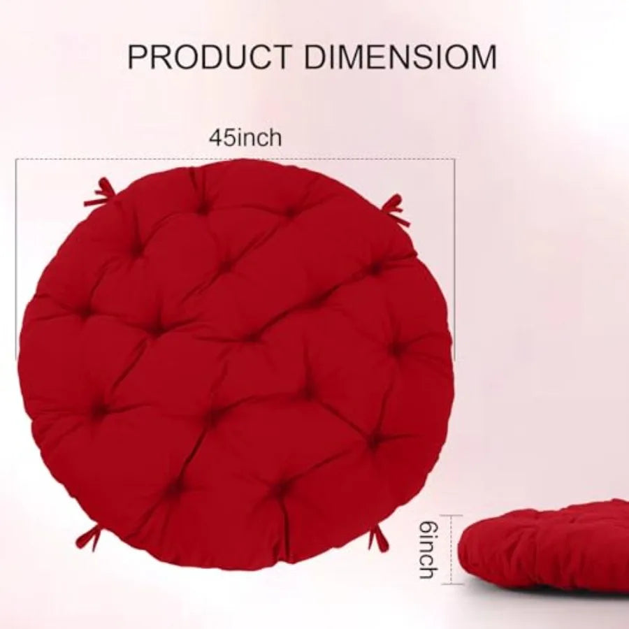 Papasan Chair Cushion Outdoor Round Papasan Cushion Indoor with Ties Waterproof Circle Seat Pad for Porch Patio Garden 45 in Re